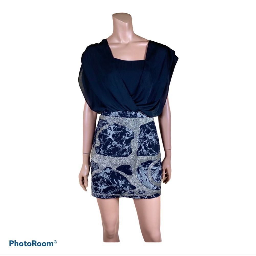 Anthropologie Greylin Y2K black beaded mini dress M